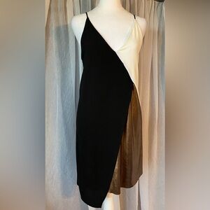 ZARA Min Dress Sz S Black White Rose gold/bronze Shimmer?